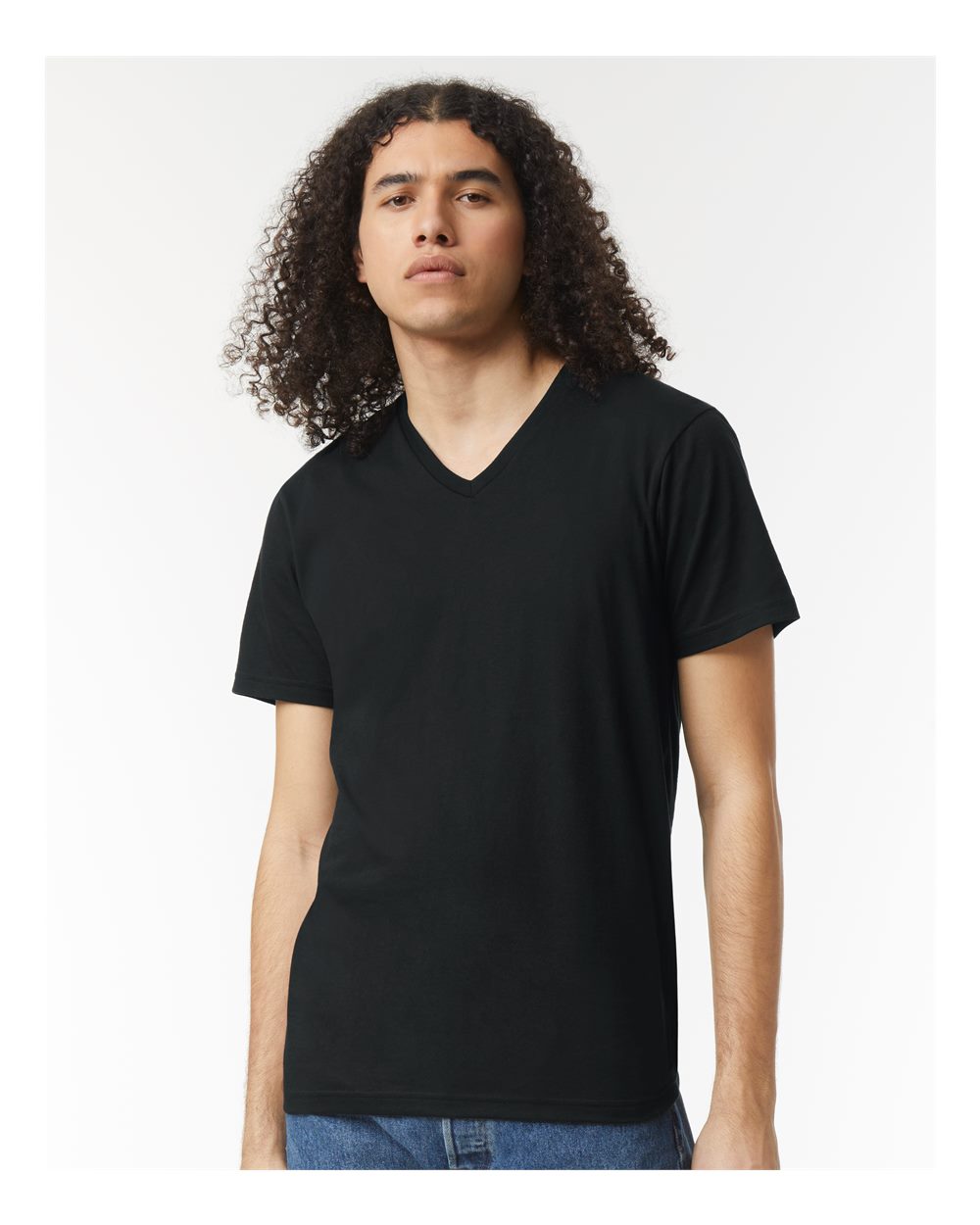 CVC V-Neck Tee - OnModelFront - B08427503 - Black