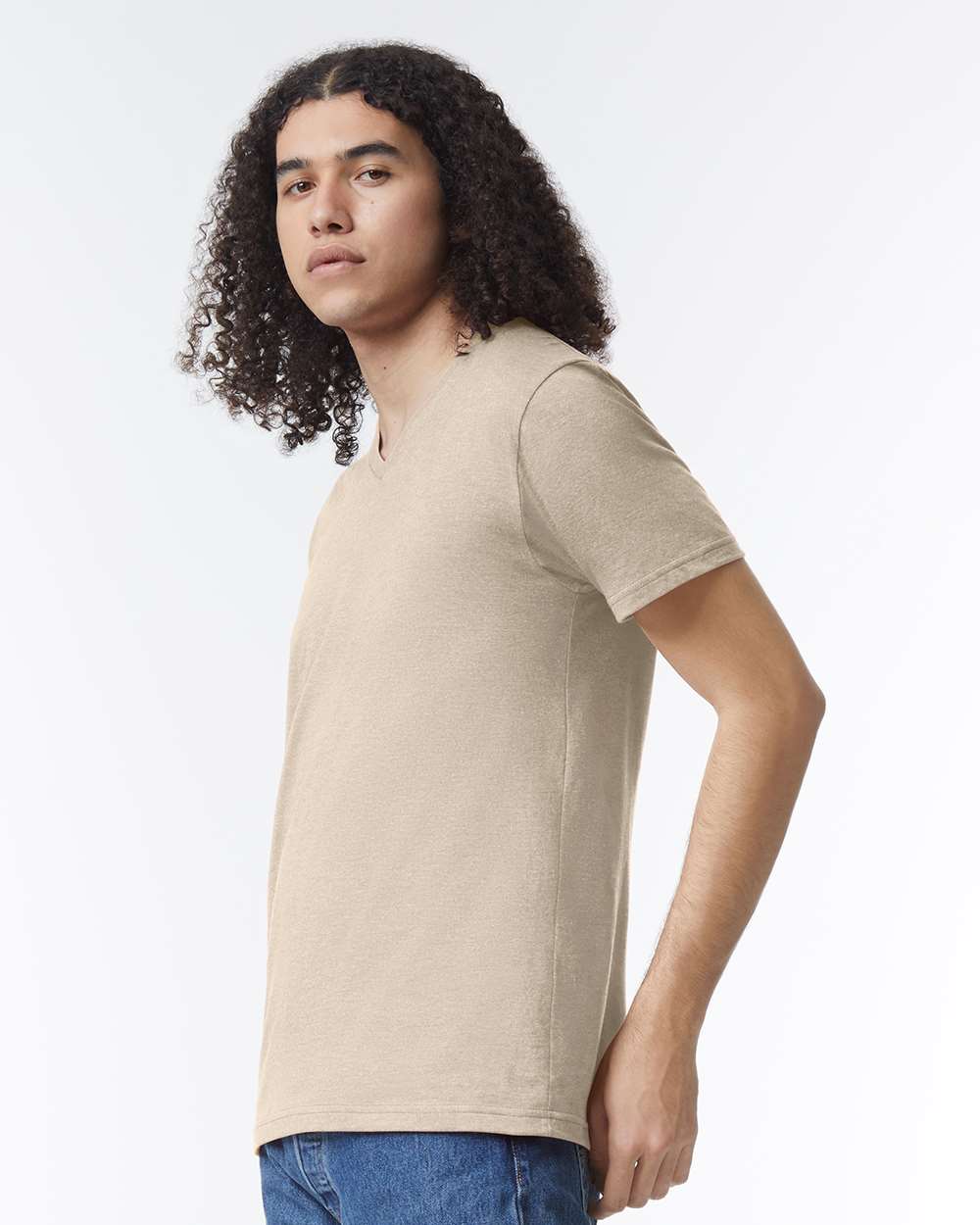 CVC V-Neck Tee - OnModelSide - B08427243 - Heather Bone