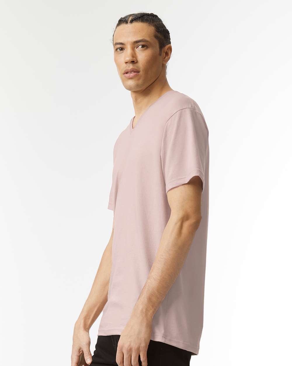 CVC V-Neck Tee - OnModelSide - B08427303 - Heather Blush