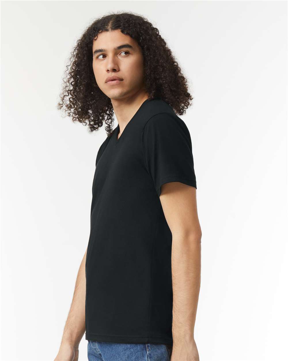 CVC V-Neck Tee - OnModelSide - B08427503 - Black