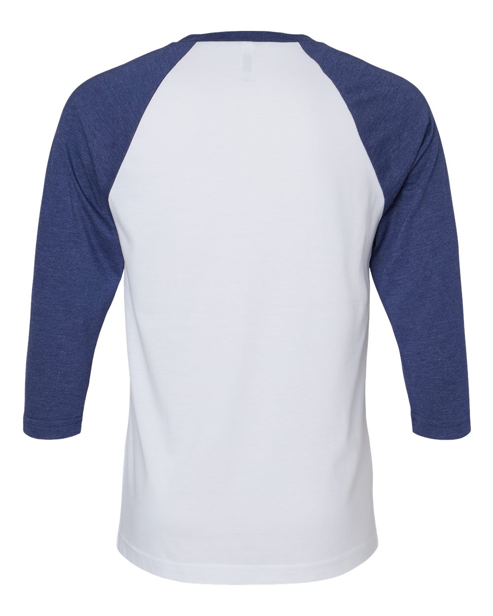 CVC Three-Quarter Sleeve Tee - Back - B08627113 - White/ Heather Indigo