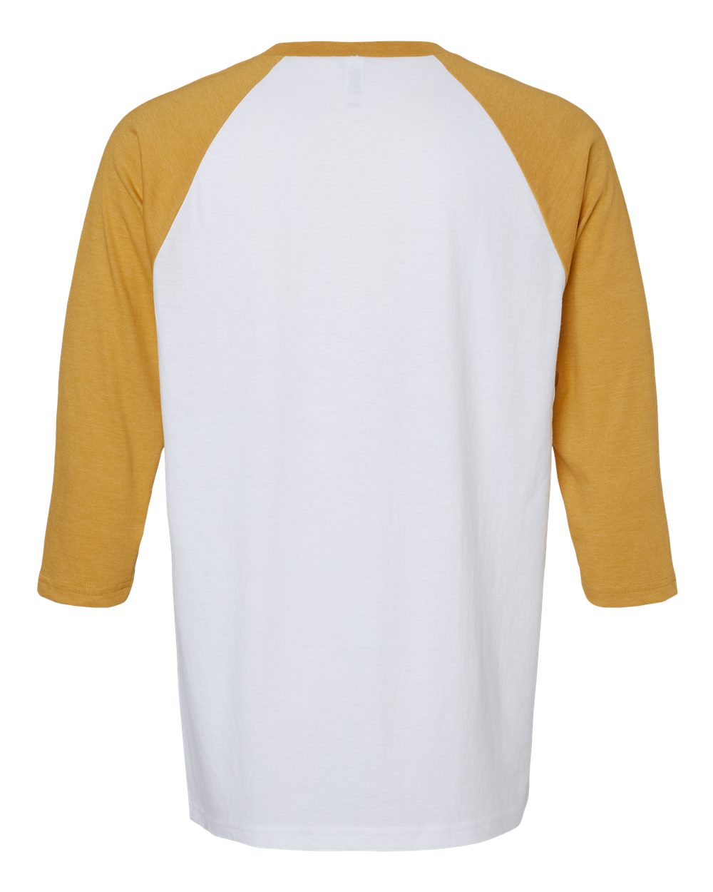 CVC Three-Quarter Sleeve Tee - Back - B08627123 - White/ Heather Mustard