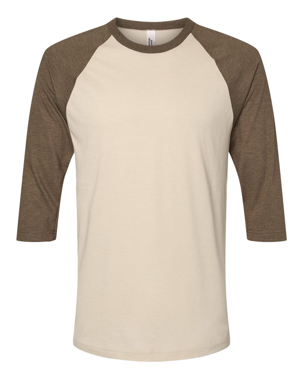 CVC Three-Quarter Sleeve Tee - Front - B08627103 - Heather Bone/ Heather Army