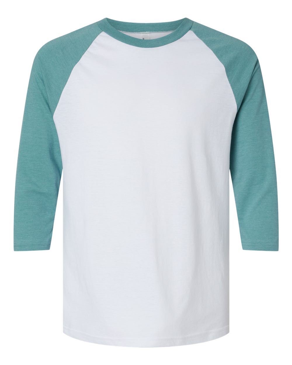 CVC Three-Quarter Sleeve Tee - Front - B08627243 - White/Heather Arctic