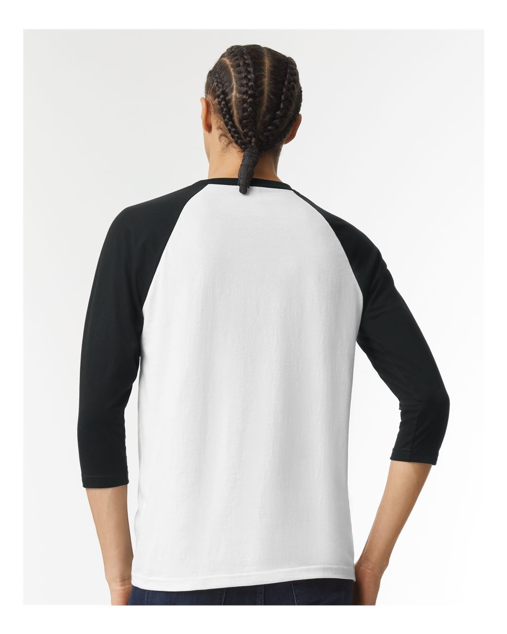 CVC Three-Quarter Sleeve Tee - OnModelBack - B08627013 - White/ Black