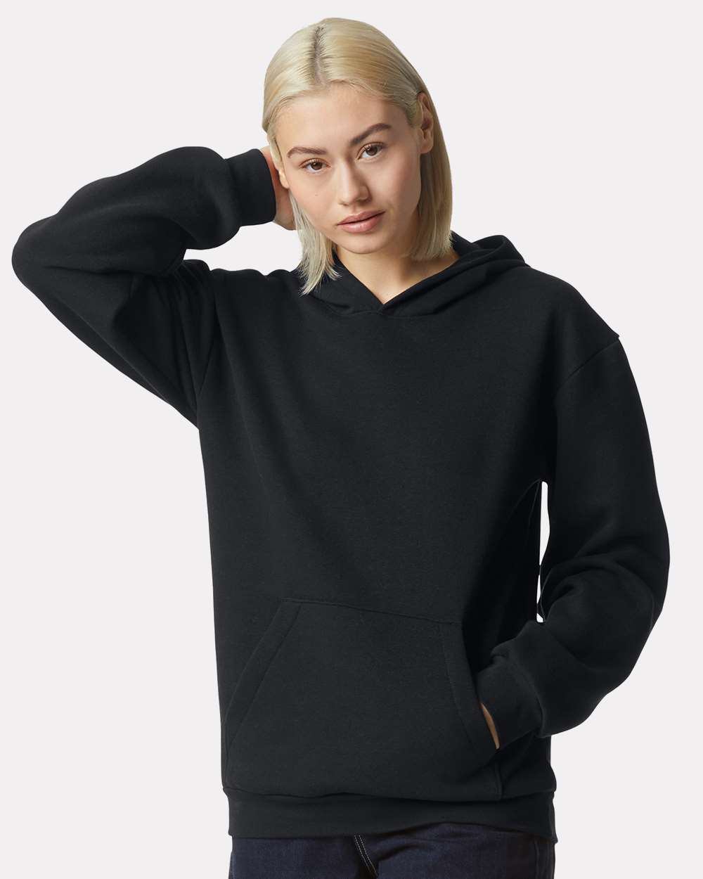 Unisex ReFlex Fleece Hoodie - OnModelFront - B02527502 - Black