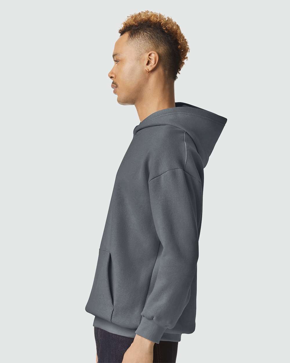 Unisex ReFlex Fleece Hoodie - OnModelSide - B02527092 - Asphalt