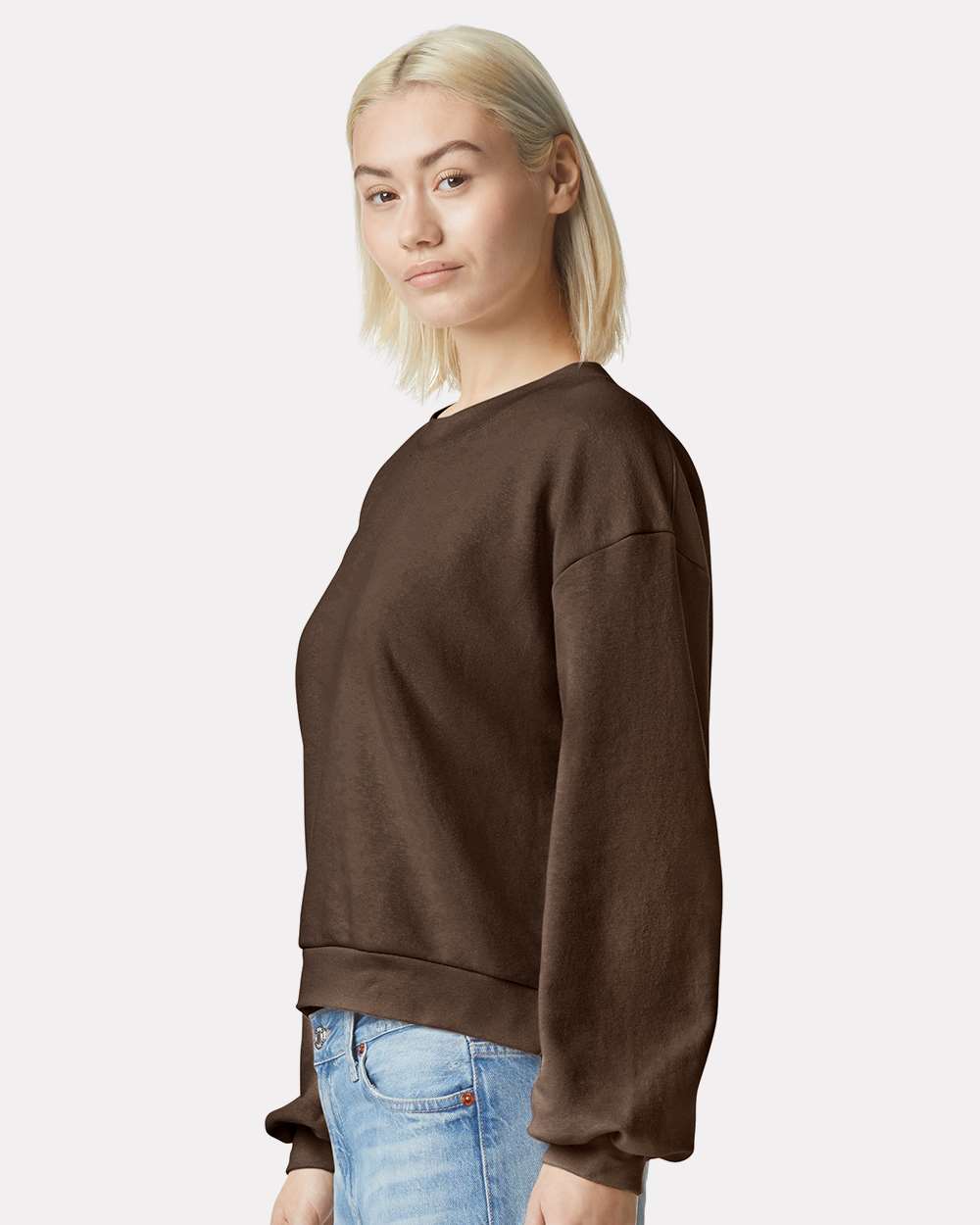Women's ReFlex Fleece Crewneck Sweatshirt - OnModelSide - B02827553 - Brown