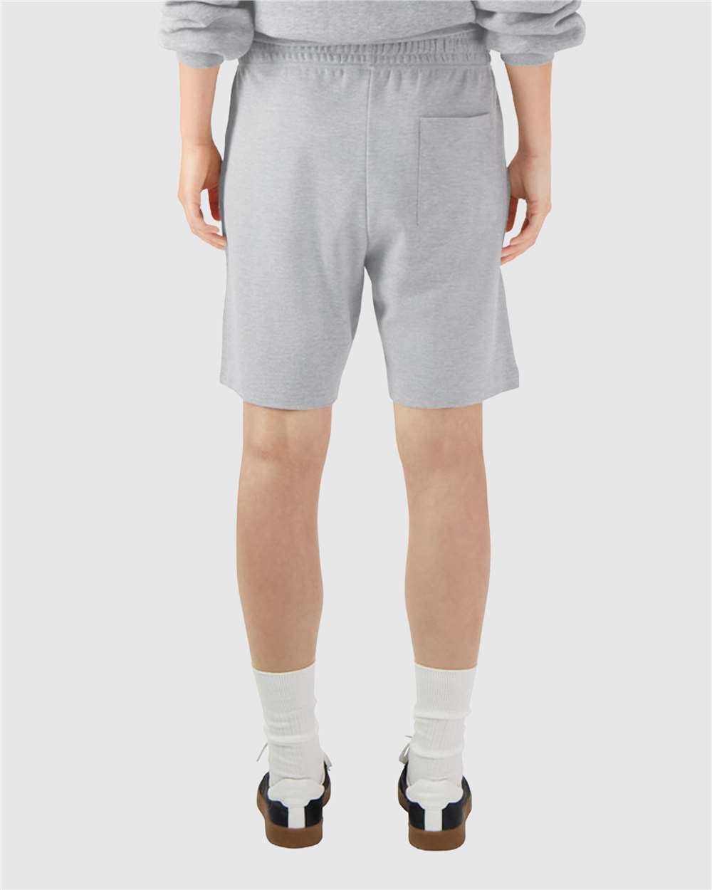 Unisex Pique Gym Shorts - OnModelBack - B03127583 - Heather Grey