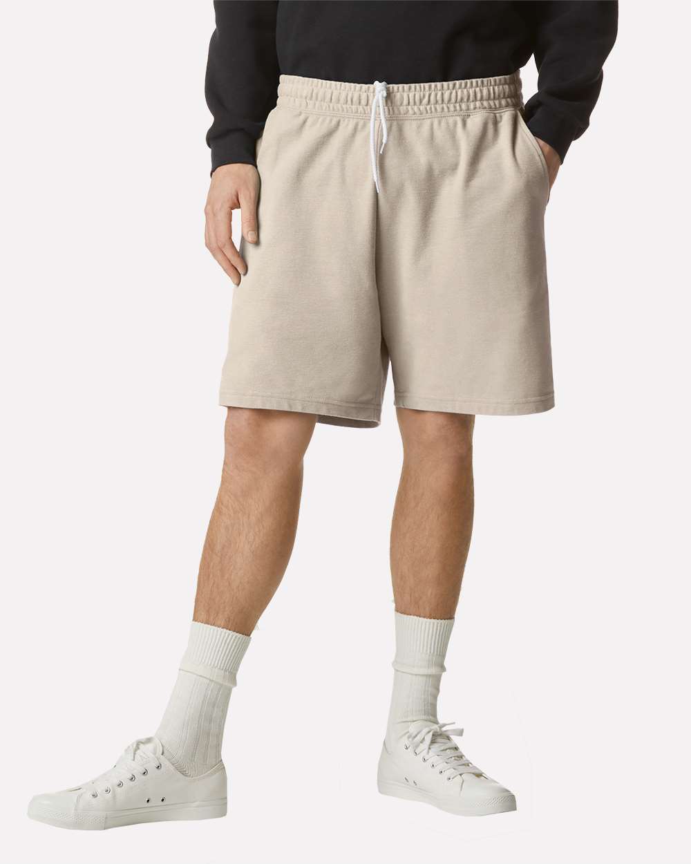 Unisex Pique Gym Shorts - OnModelFront - B03127243 - Bone