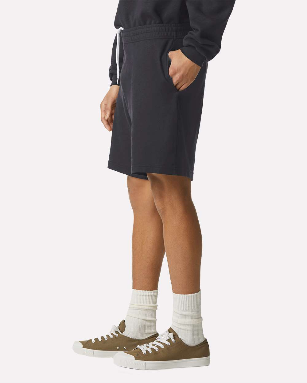 Unisex Pique Gym Shorts - OnModelSide - B03127503 - Black