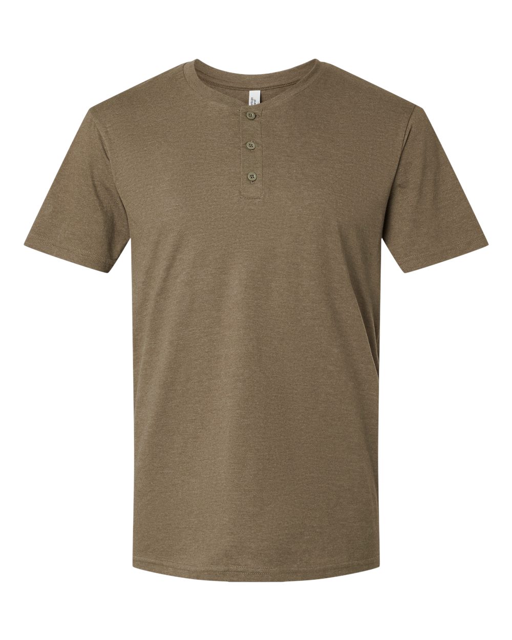Unisex CVC Henley Tee - Front - B03227543 - Heather Army