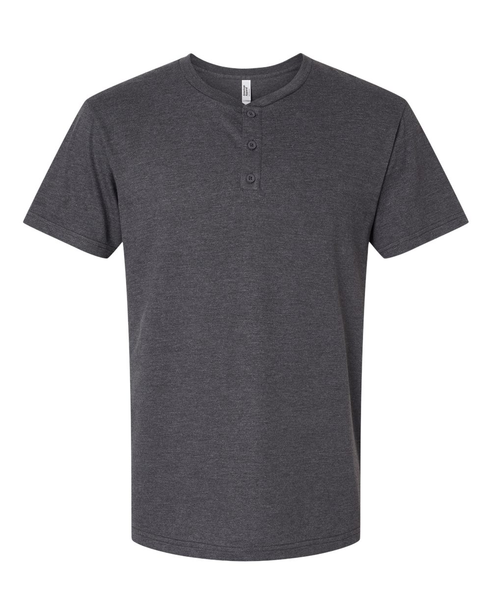 Unisex CVC Henley Tee - Front - B03227593 - Heather Charcoal