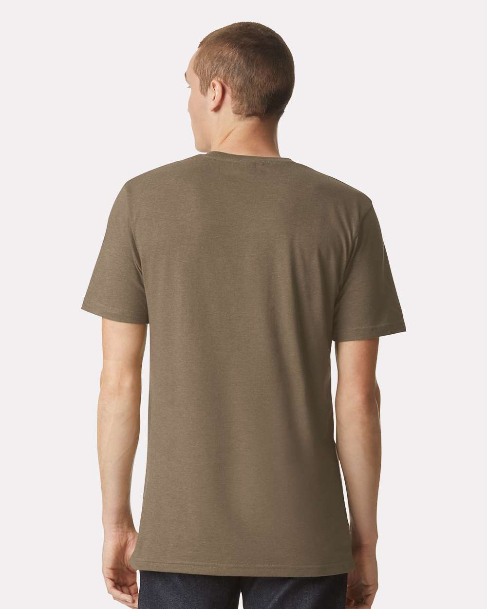 Unisex CVC Henley Tee - OnModelBack - B03227543 - Heather Army