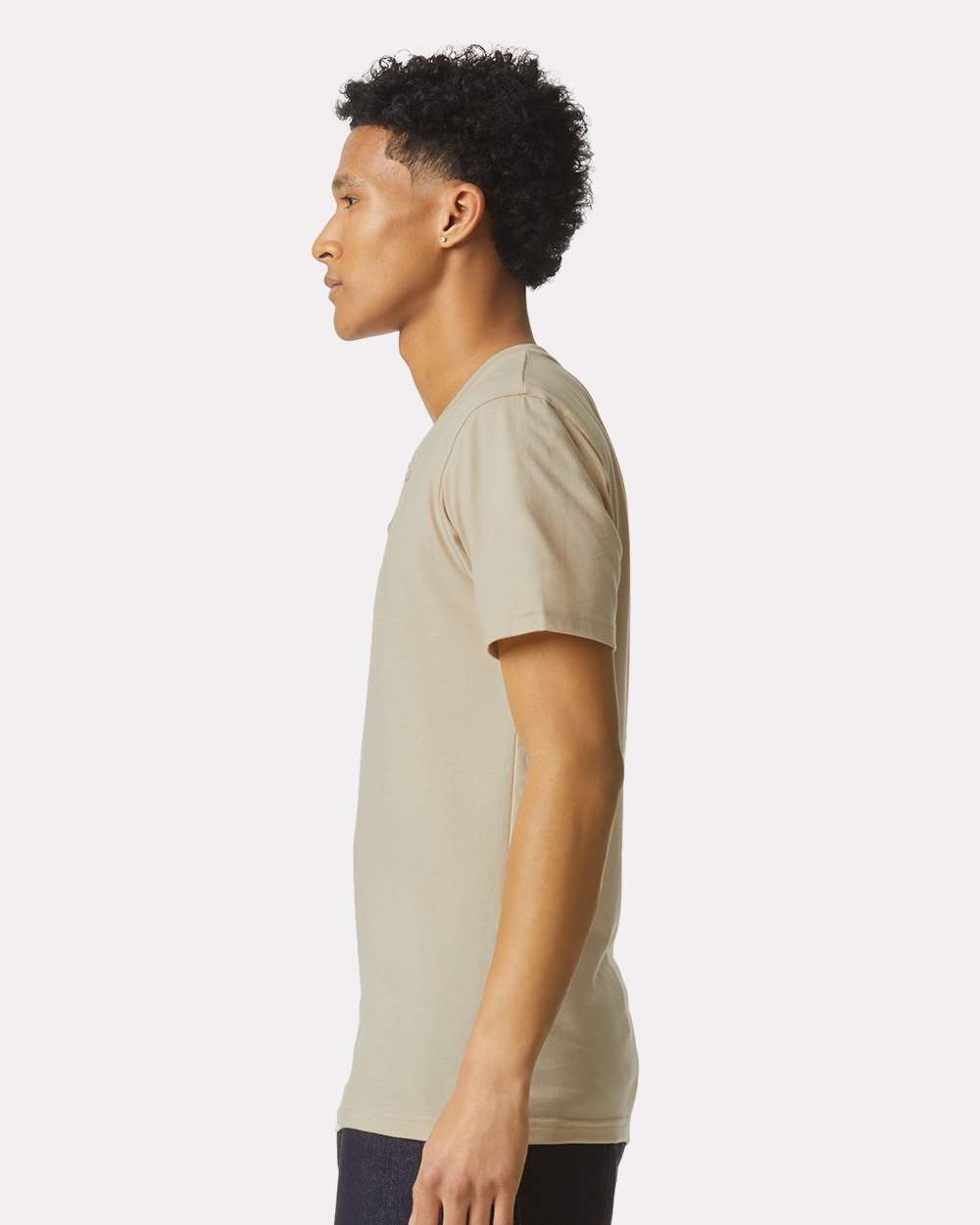 Unisex CVC Henley Tee - OnModelSide - B03227003 - Heather Bone