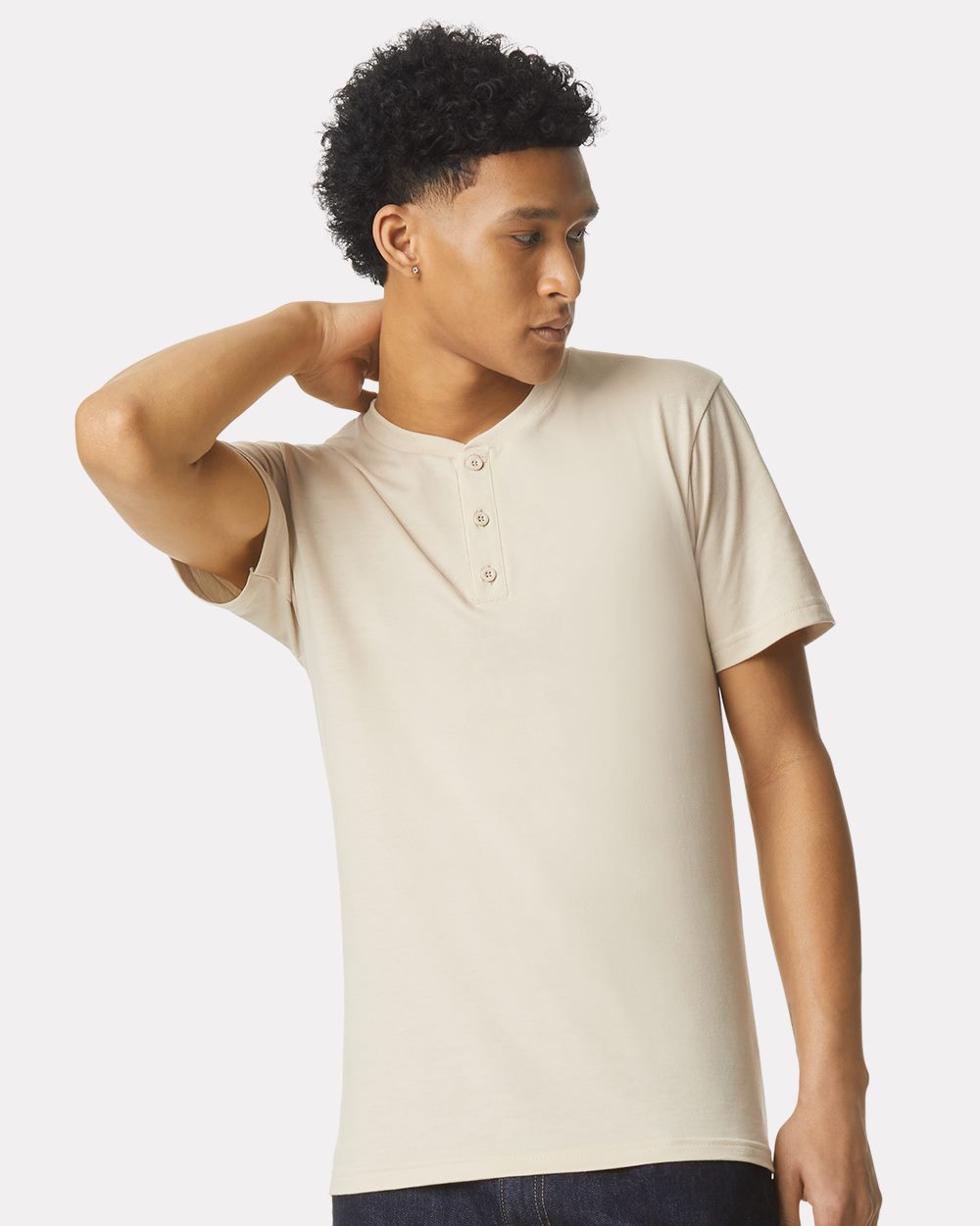 Unisex CVC Henley Tee - styleImage