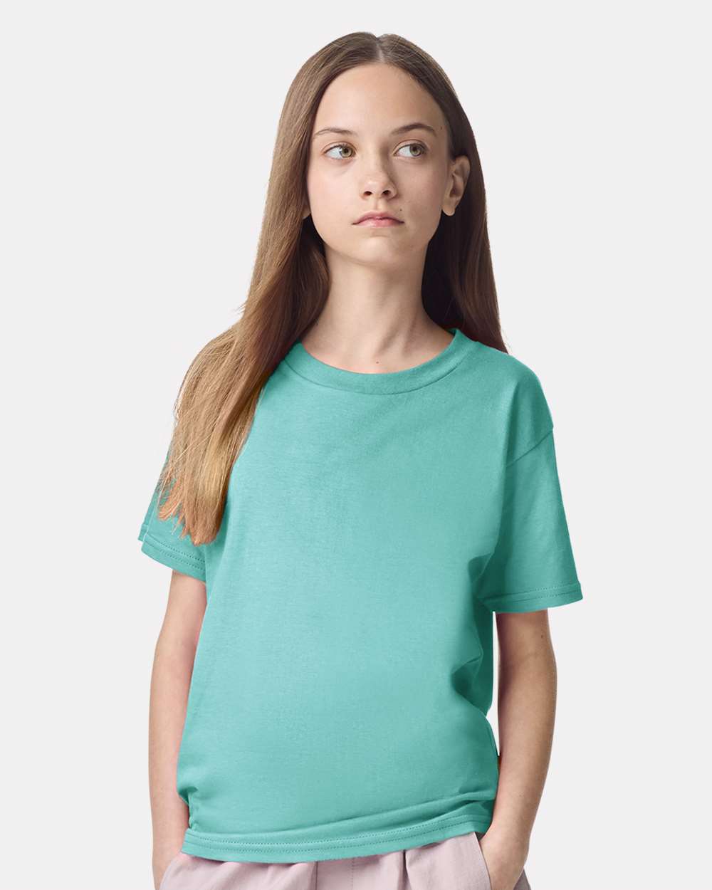 Youth Fine Jersey Tee - OnModelFront - B03727172 - Celadon