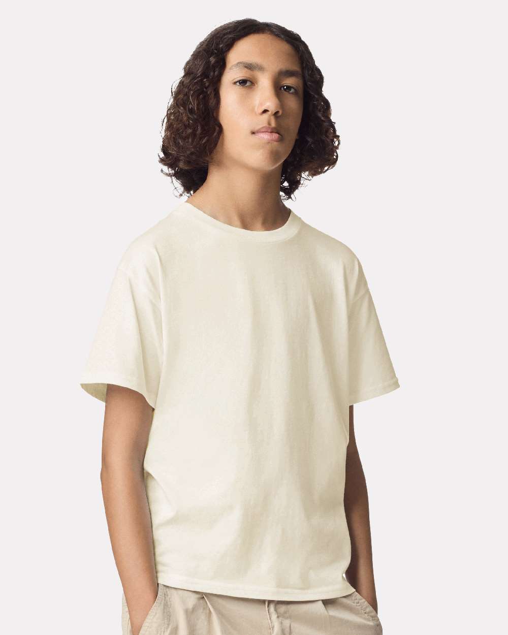 Youth Fine Jersey Tee - OnModelFront - B03727232 - Cream