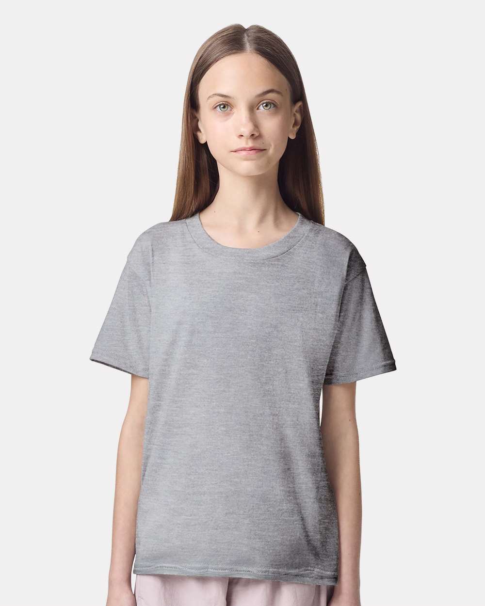 Youth Fine Jersey Tee - OnModelFront - B03727582 - Heather Grey