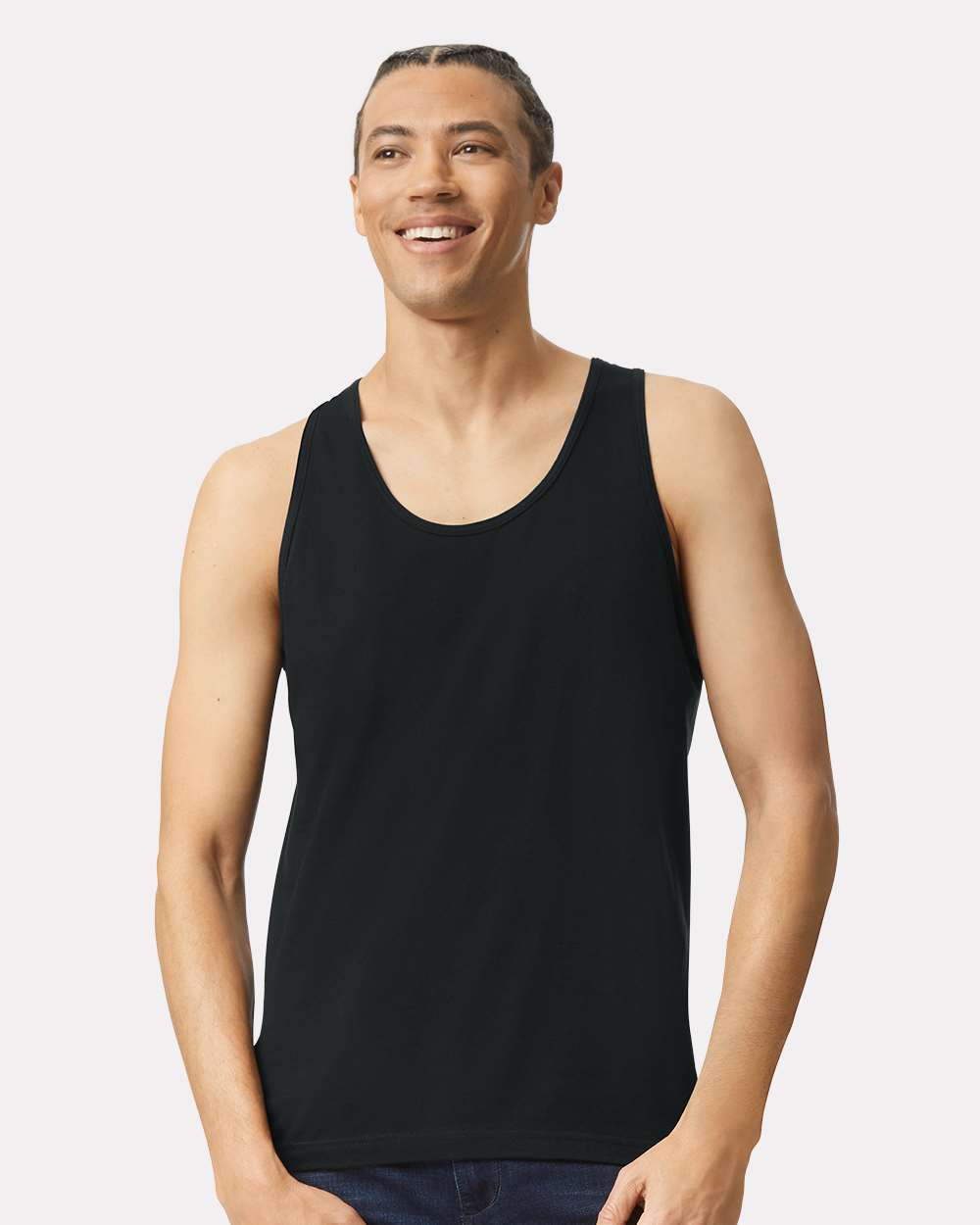 Fine Jersey Tank - OnModelFront - B00827502 - Black