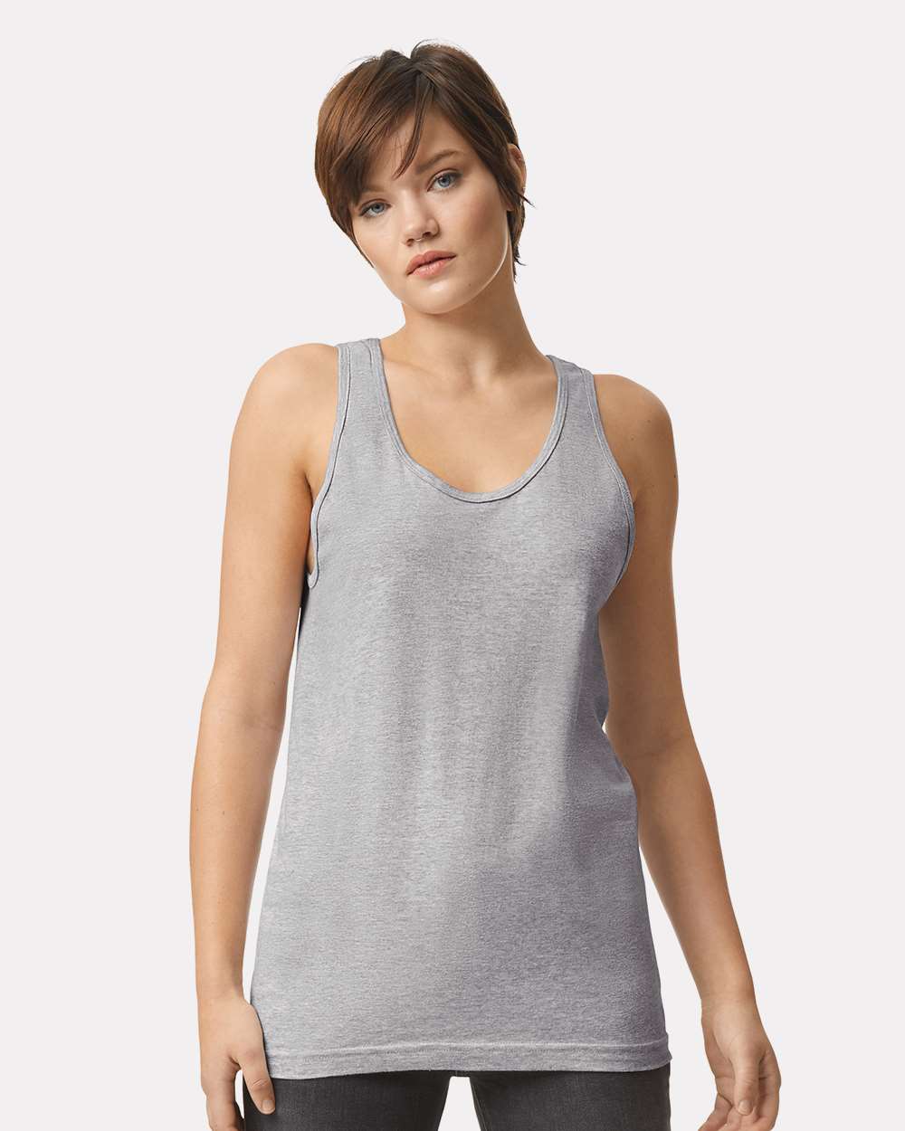 Fine Jersey Tank - OnModelFront - B00827581 - Heather Grey