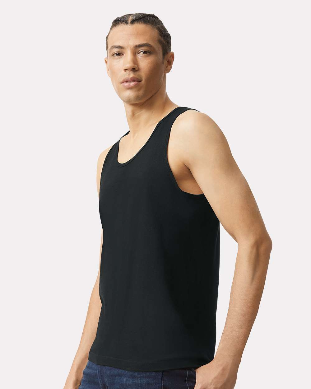 Fine Jersey Tank - OnModelSide - B00827502 - Black