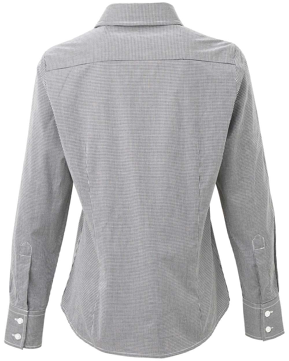 Women's Microcheck Gingham Cotton Shirt - Back - B400A1502 - Black/ White