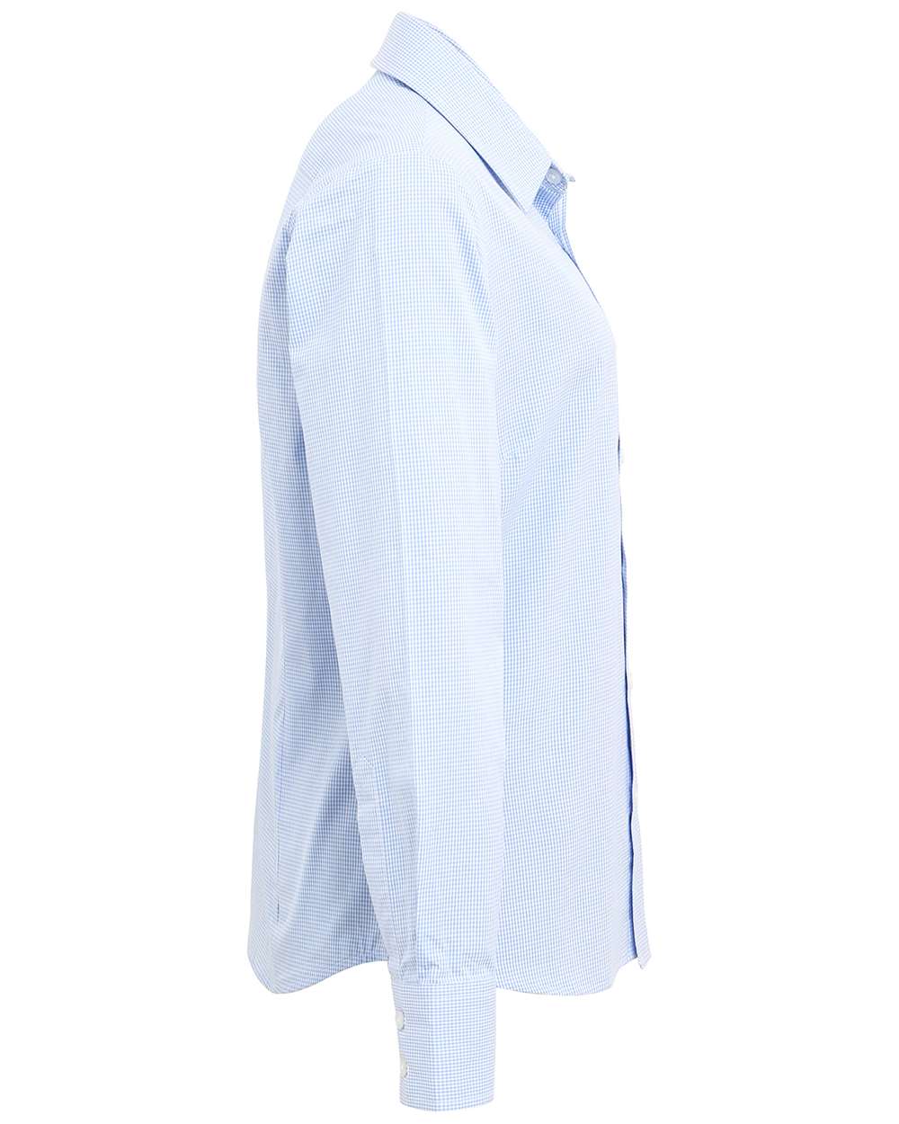 Women's Microcheck Gingham Cotton Shirt - DirectSide - B400A1252 - Light Blue/ White
