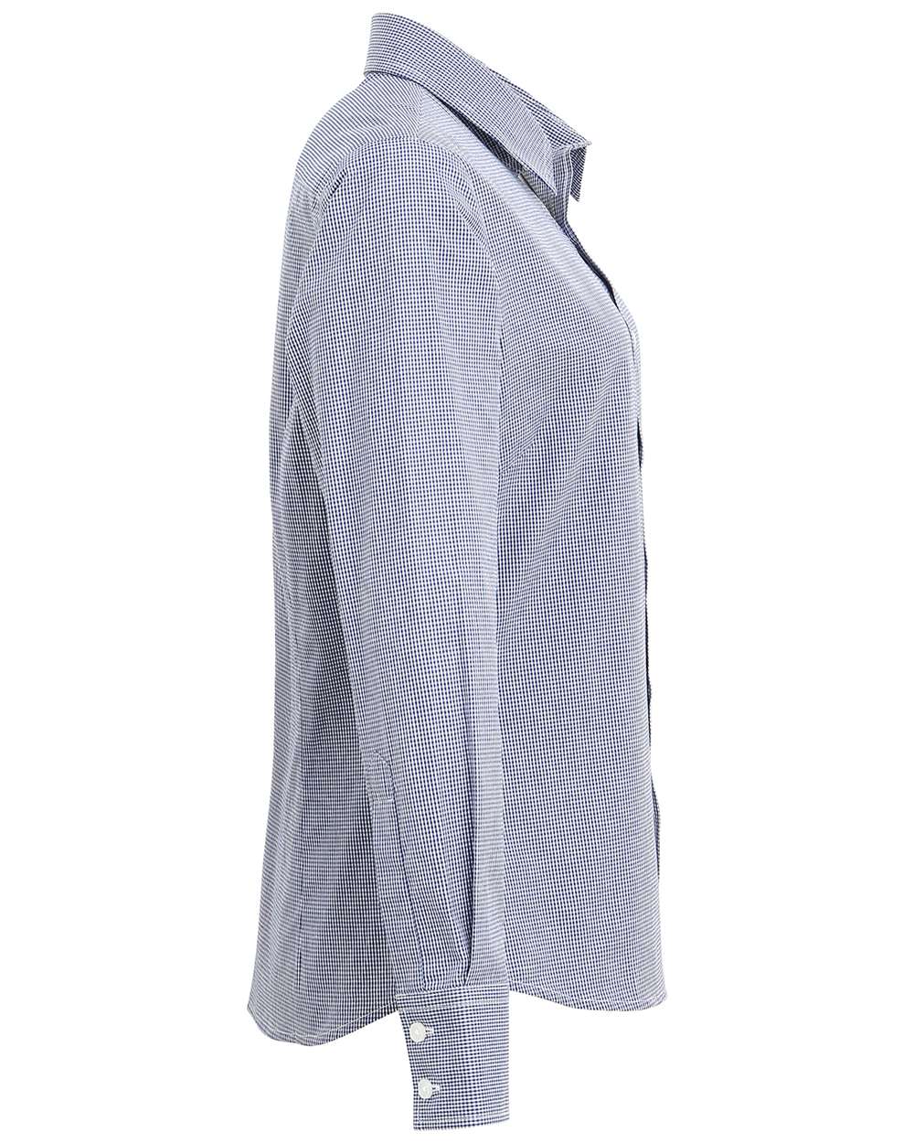 Women's Microcheck Gingham Cotton Shirt - DirectSide - B400A1652 - Navy/ White