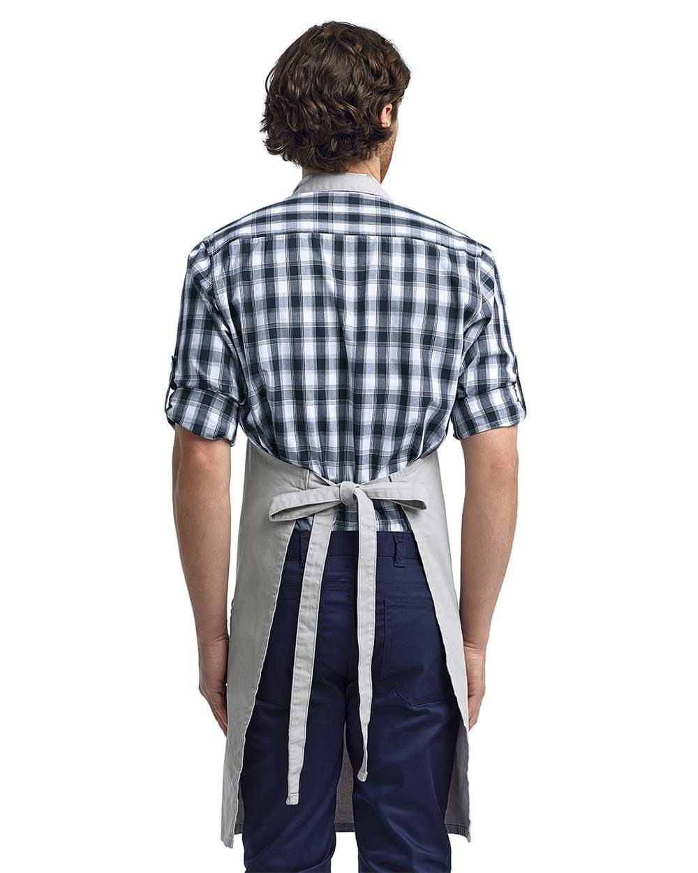 Calibre Heavy Canvas Apron with Pocket - OnModelBack - B391A1020 - Silver