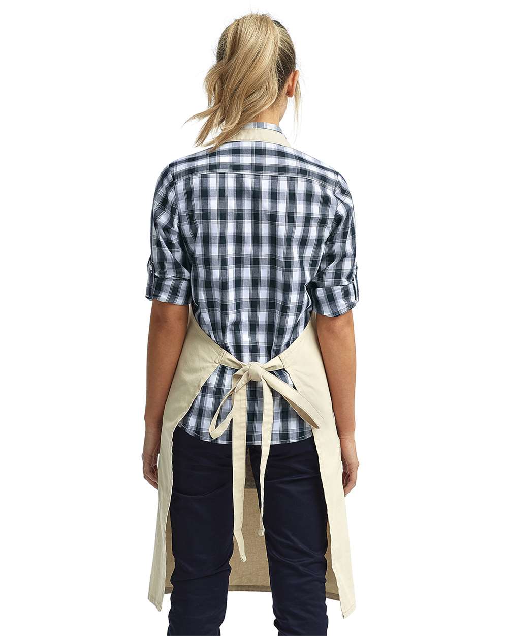 Calibre Heavy Canvas Apron with Pocket - OnModelBack - B391A1100 - Natural