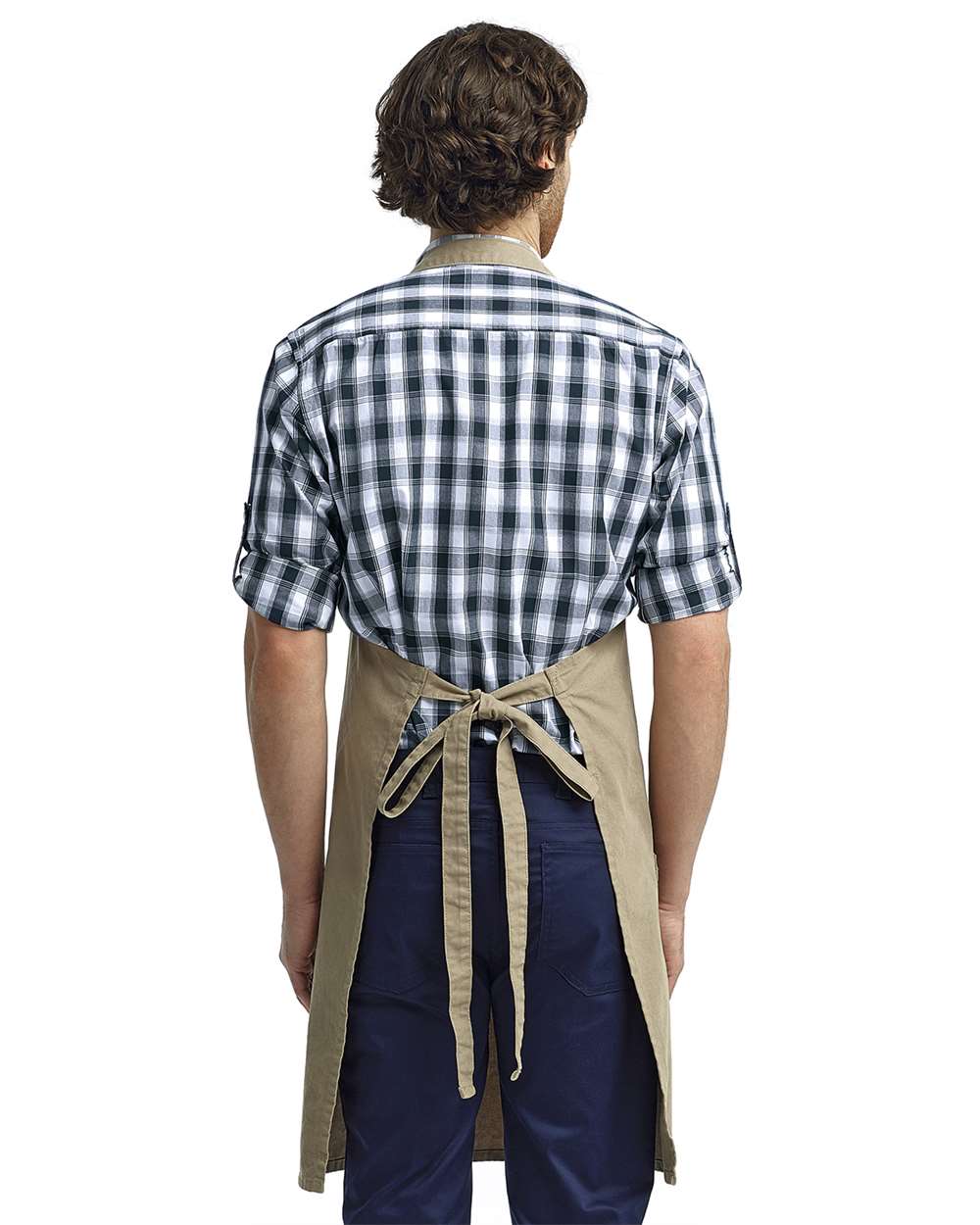 Calibre Heavy Canvas Apron with Pocket - OnModelBack - B391A1240 - Khaki