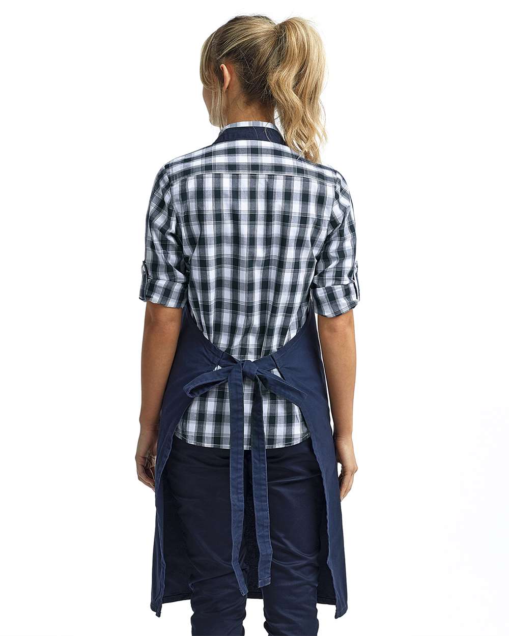 Calibre Heavy Canvas Apron with Pocket - OnModelBack - B391A1650 - Navy