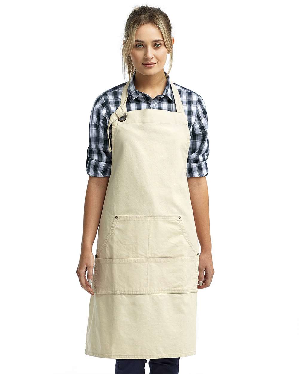 Calibre Heavy Canvas Apron with Pocket - OnModelFront - B391A1100 - Natural