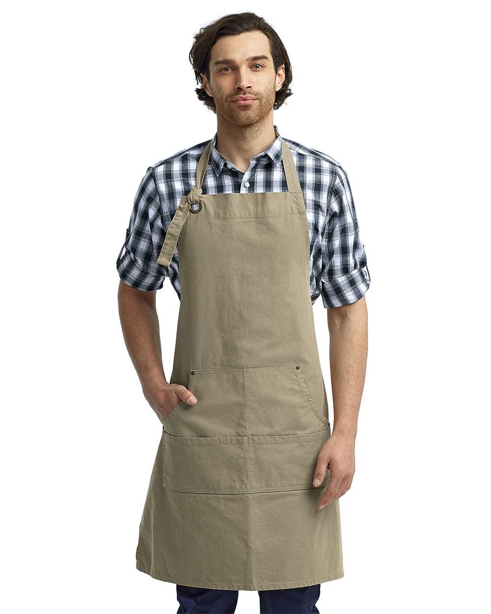 Calibre Heavy Canvas Apron with Pocket - OnModelFront - B391A1240 - Khaki