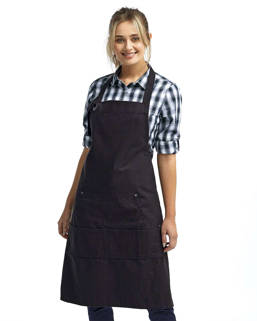 Calibre Heavy Canvas Apron with Pocket - OnModelFront - B391A1500 - Black
