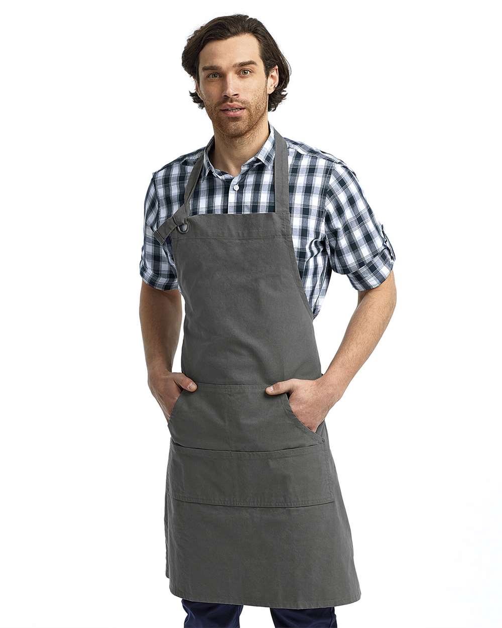Calibre Heavy Canvas Apron with Pocket - OnModelFront - B391A1590 - Dark Grey