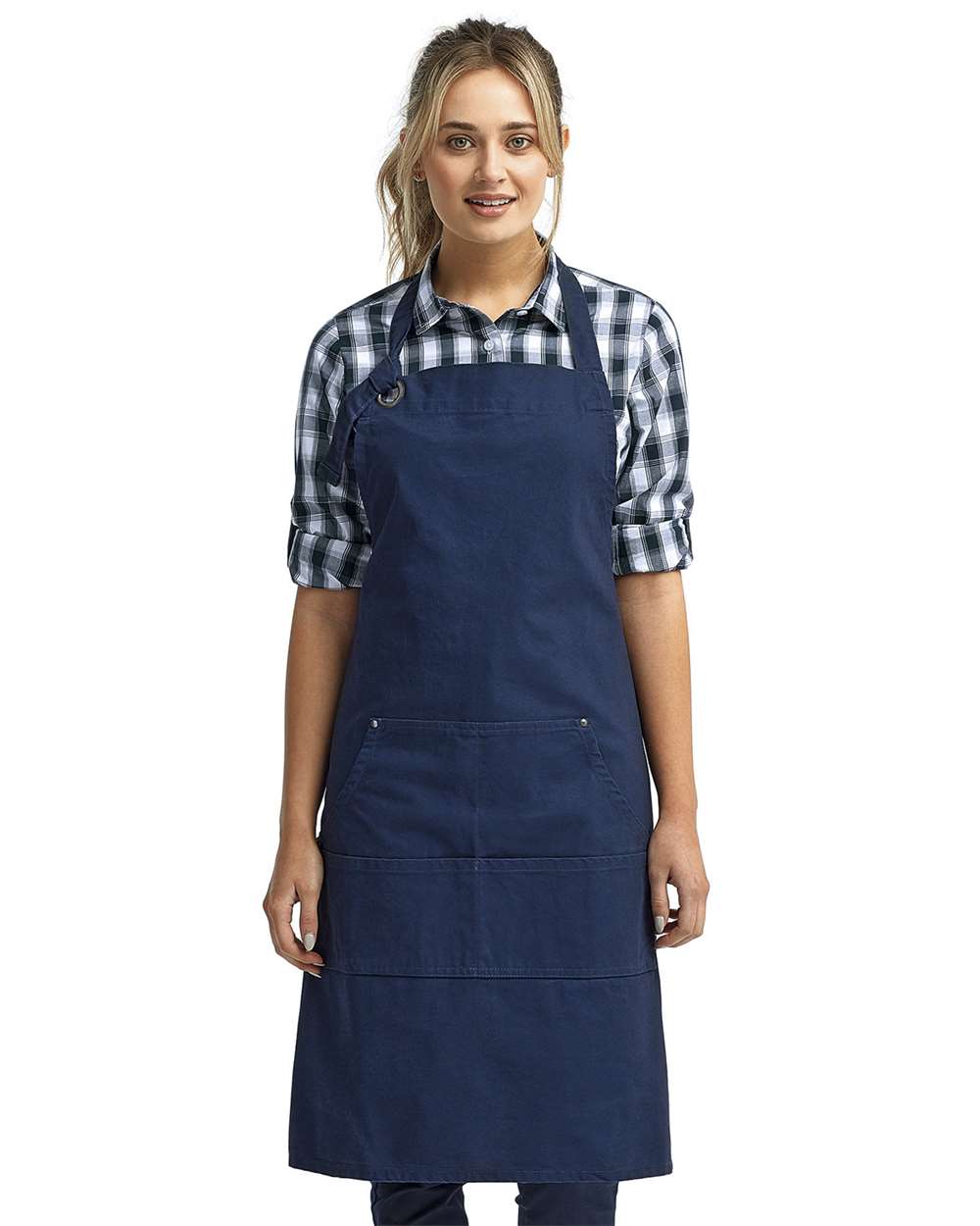 Calibre Heavy Canvas Apron with Pocket - OnModelFront - B391A1650 - Navy