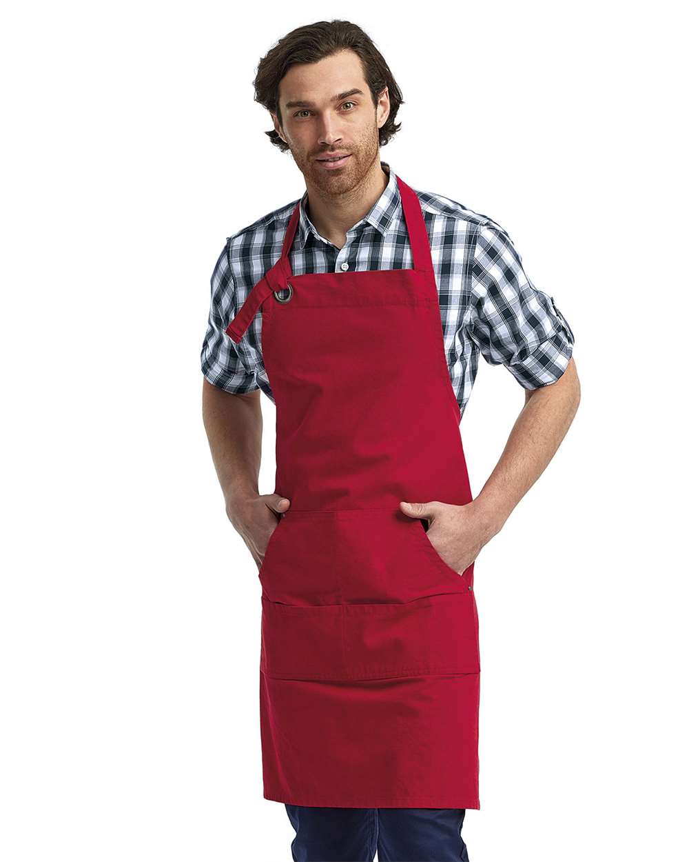 Calibre Heavy Canvas Apron with Pocket - OnModelFront - B391A1700 - Red