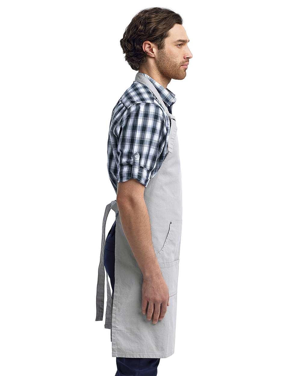 Calibre Heavy Canvas Apron with Pocket - OnModelSide - B391A1020 - Silver
