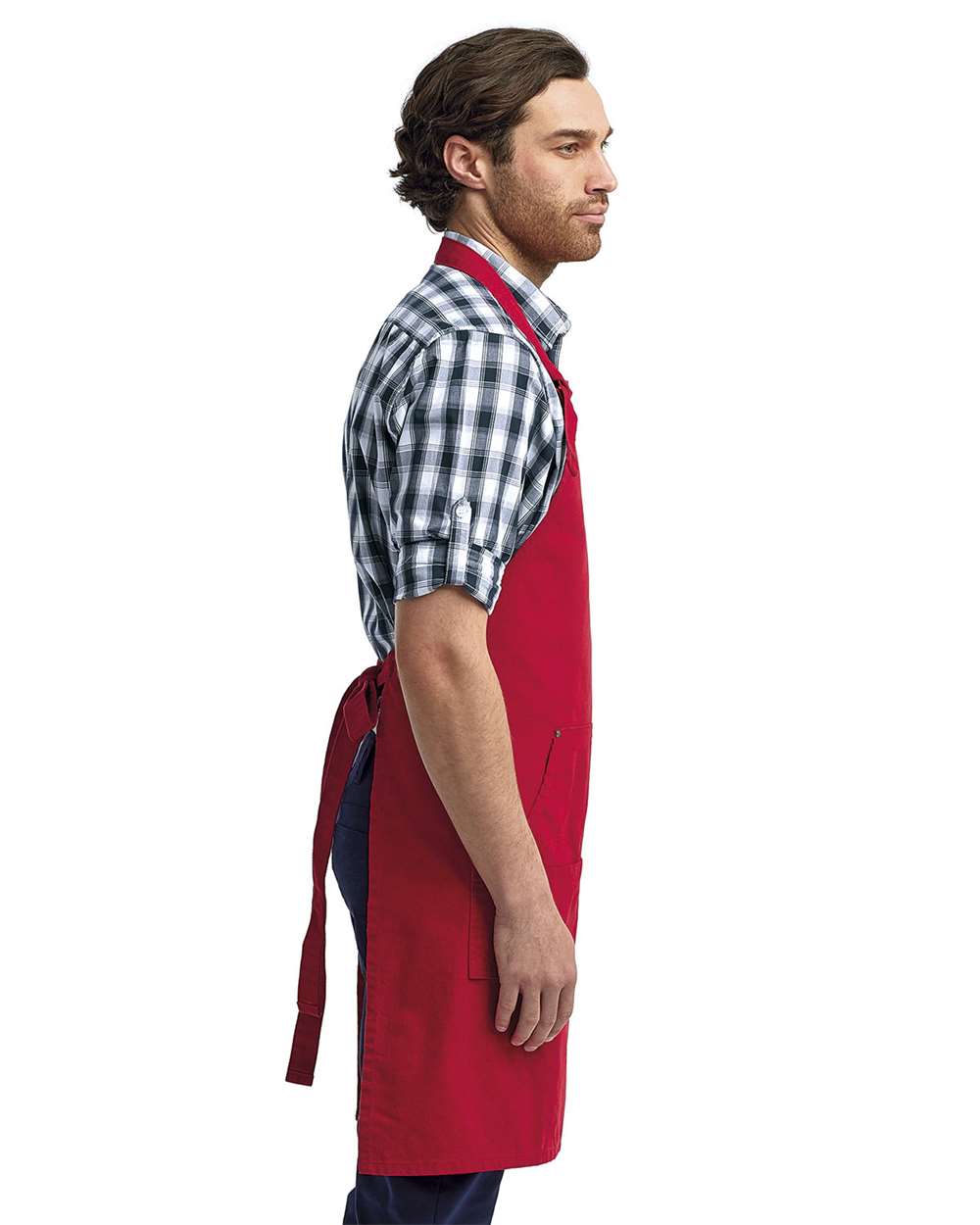 Calibre Heavy Canvas Apron with Pocket - OnModelSide - B391A1700 - Red