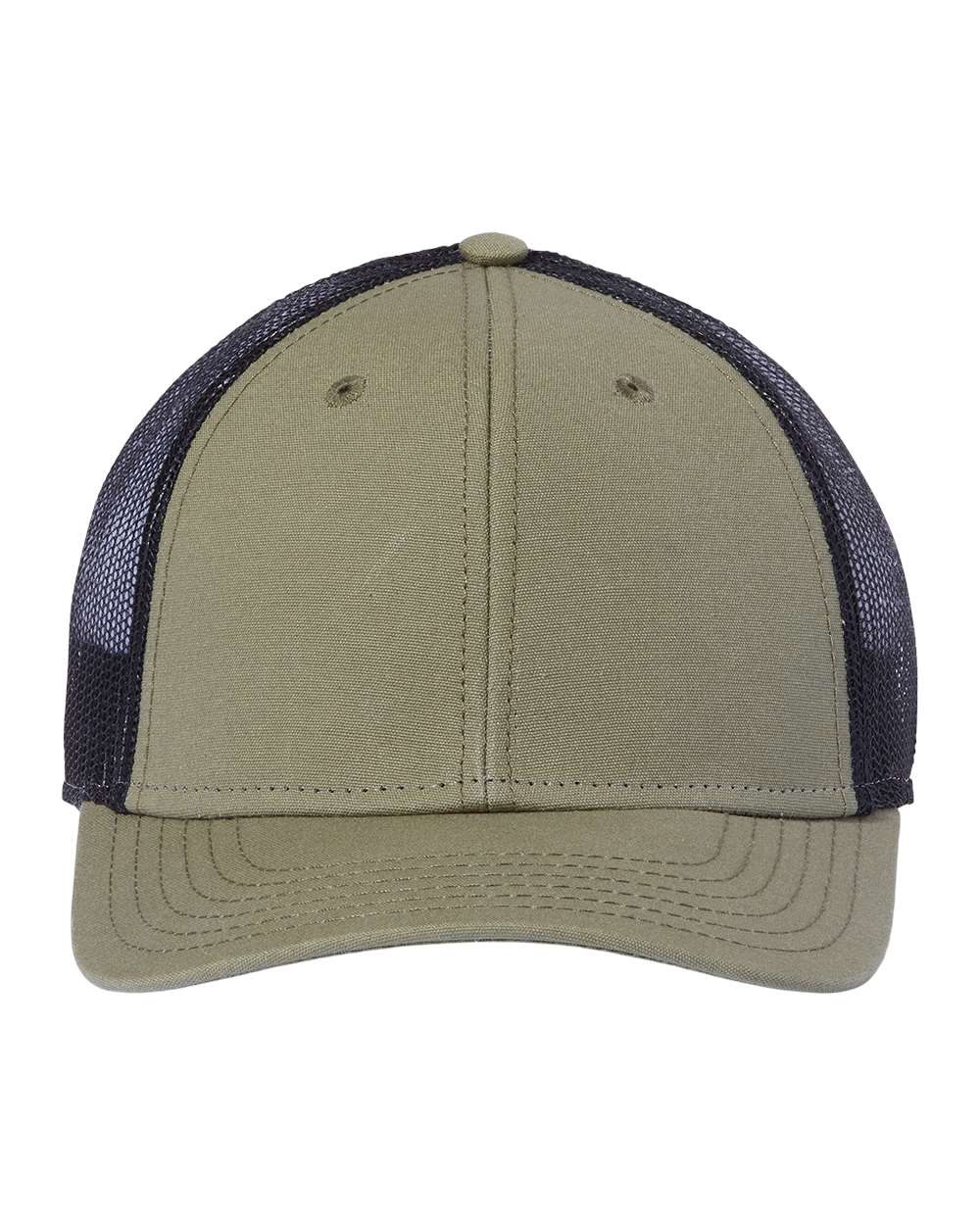 Sustainable Recy Three Trucker Cap - Front - B79295540 - Olive/ Black
