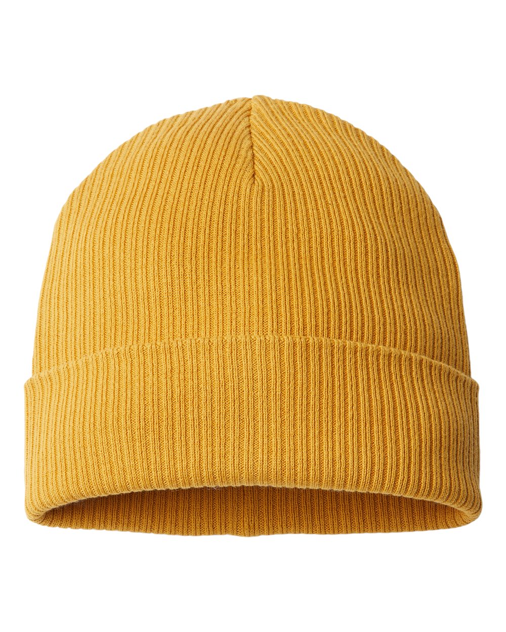 Sustainable Cuffed Beanie - Front - B02795140 - Mustard Yellow