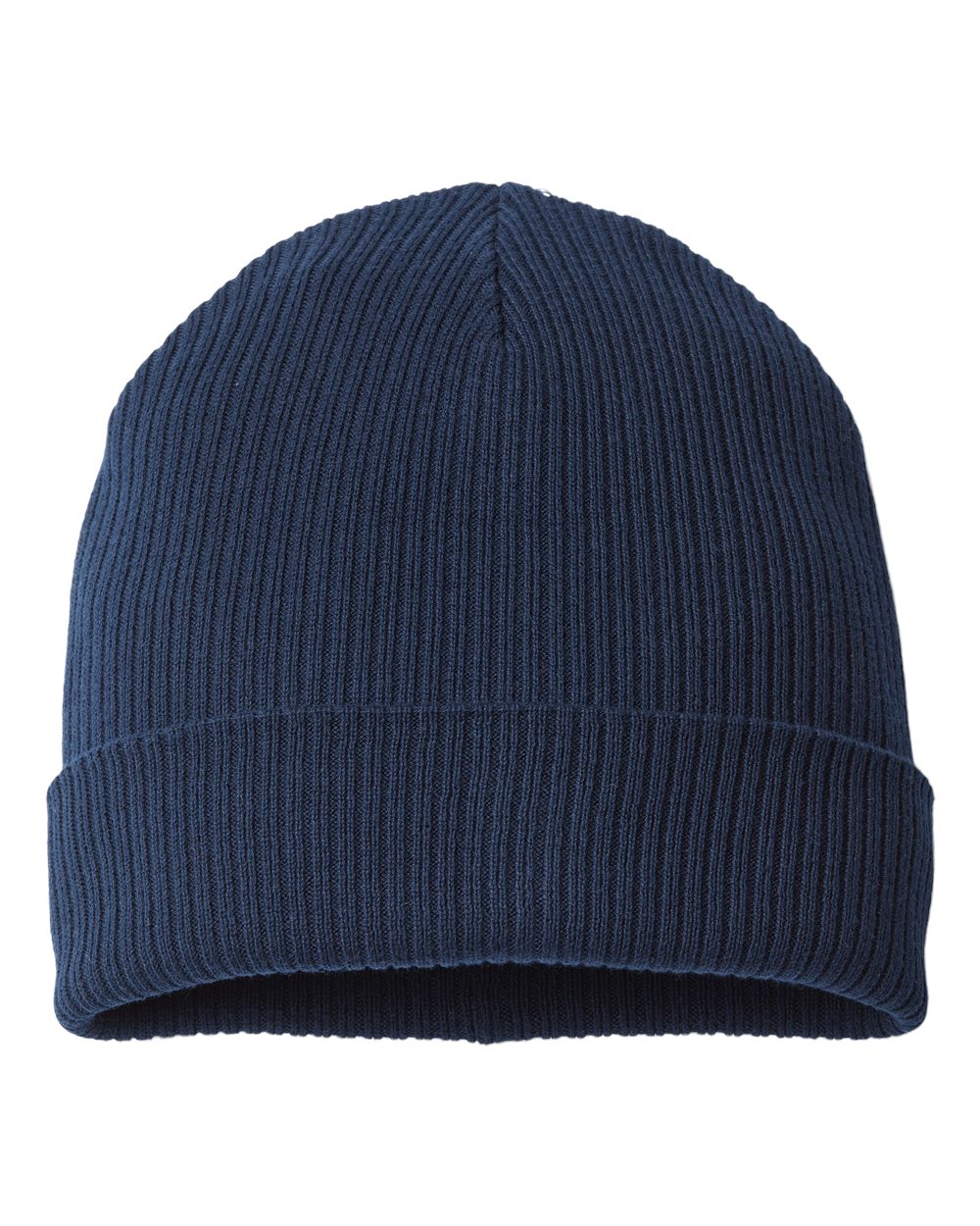 Sustainable Cuffed Beanie - Front - B02795650 - Navy