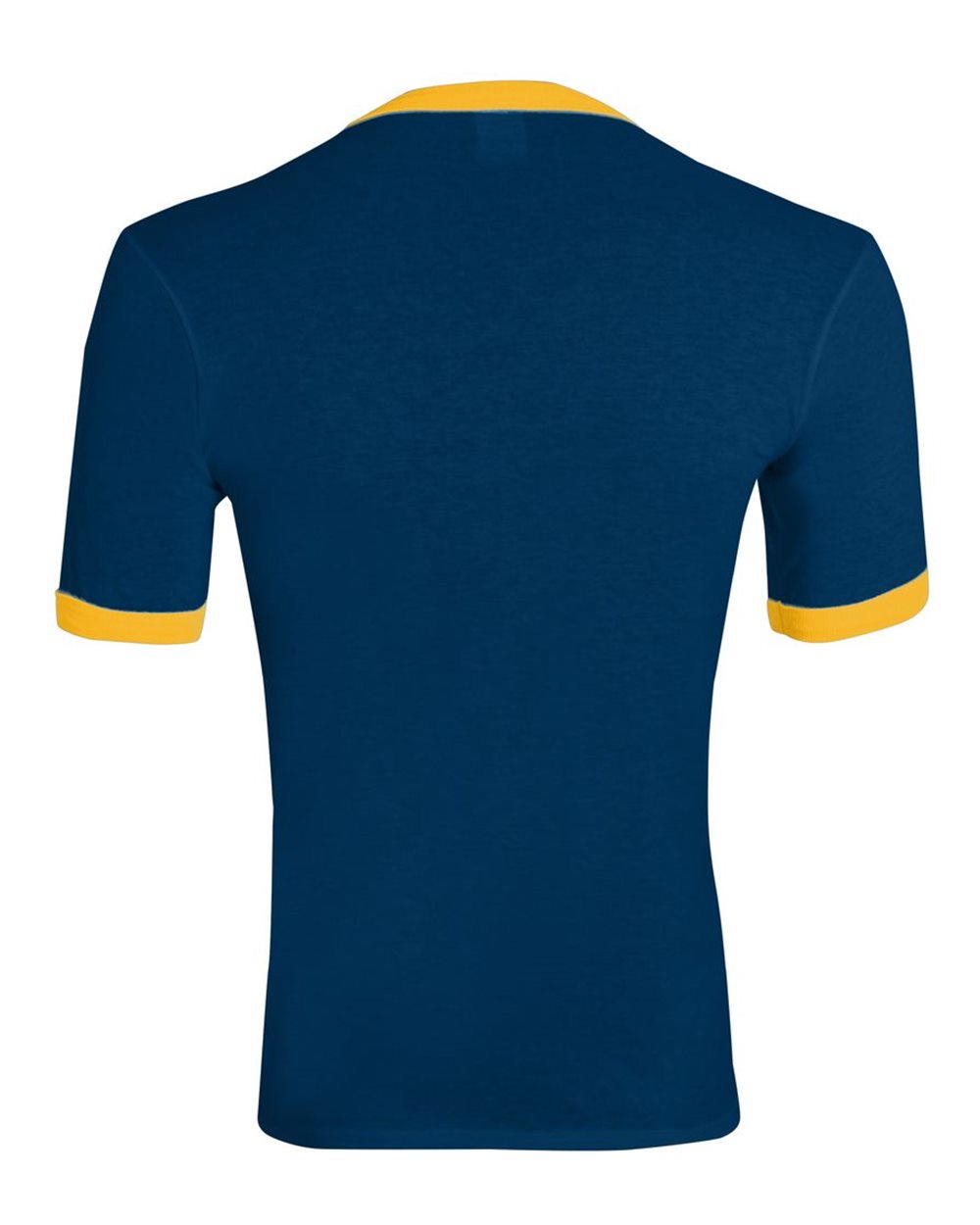 Unisex 50/50 Ringer T-Shirt - Back - B01334013 - Navy/ Gold