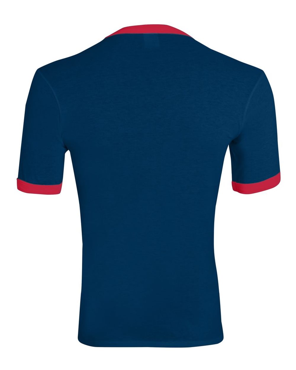 Unisex 50/50 Ringer T-Shirt - Back - B01334033 - Navy/ Red