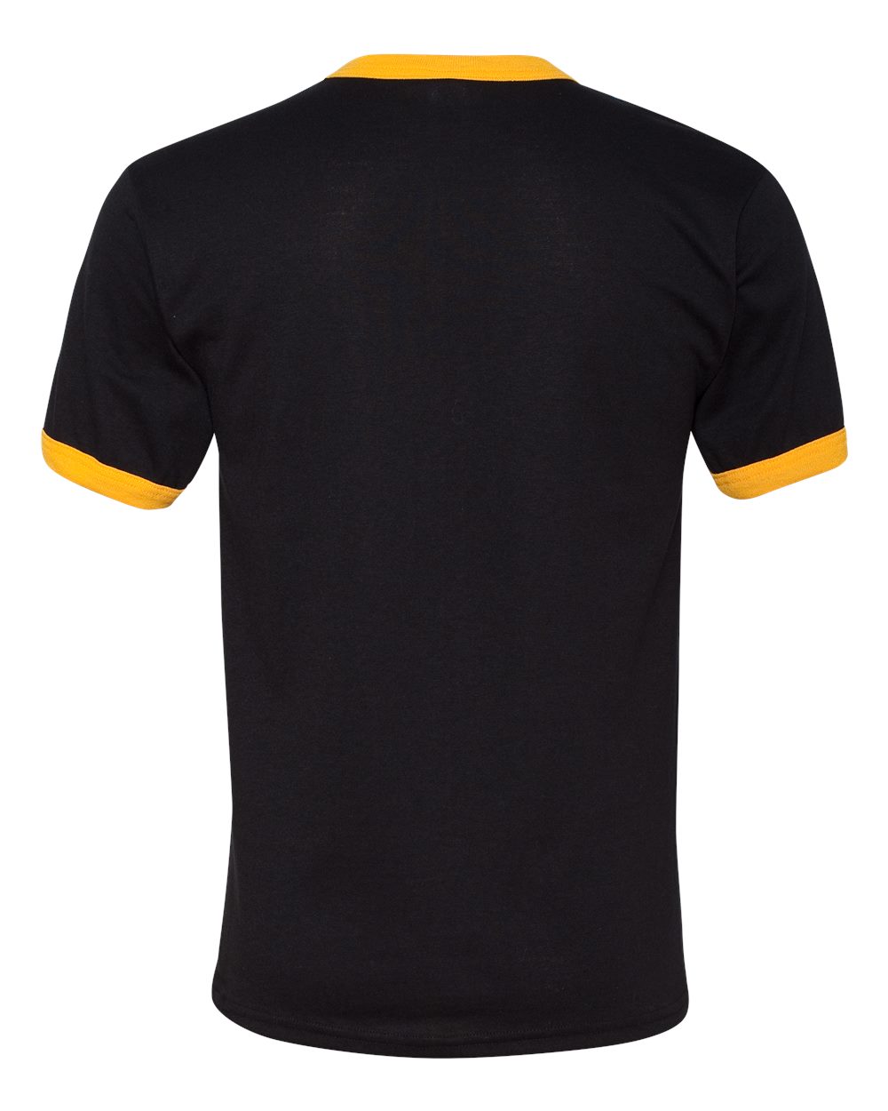 Unisex 50/50 Ringer T-Shirt - Back - B01334123 - Black/ Gold