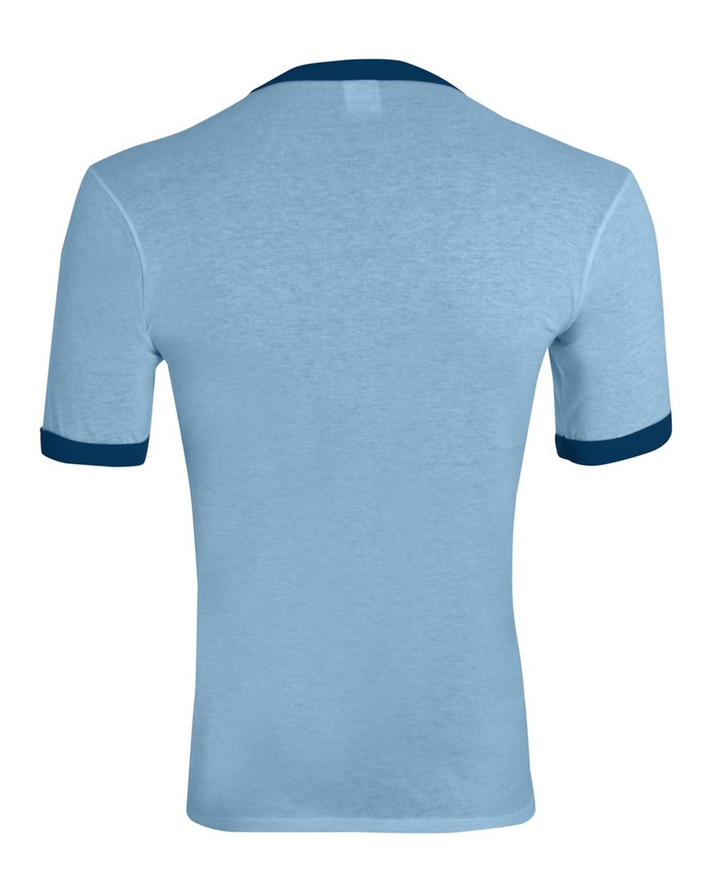 Unisex 50/50 Ringer T-Shirt - Back - B01334253 - Light Blue/ Navy