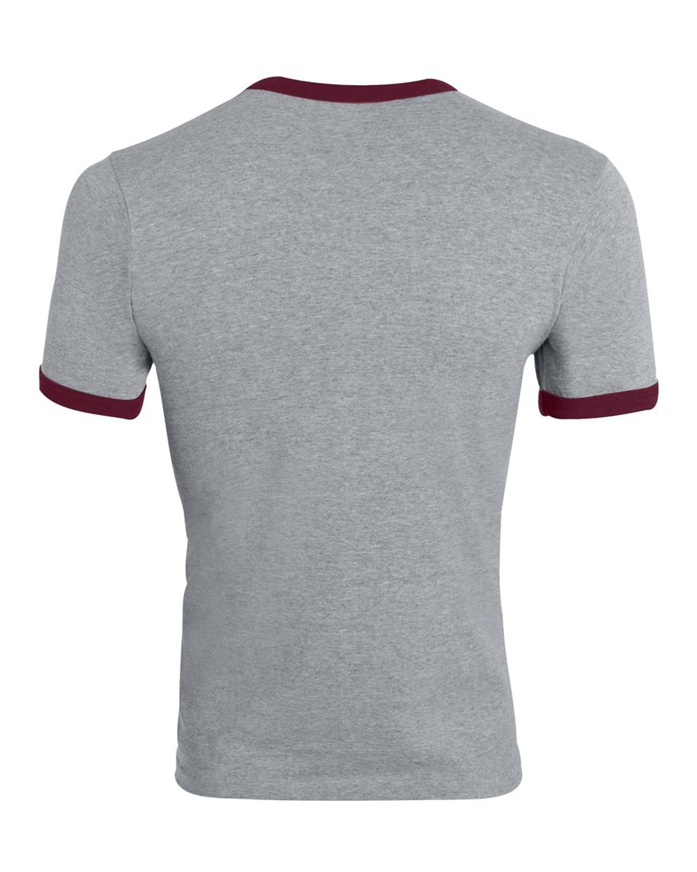 Unisex 50/50 Ringer T-Shirt - Back - B01334543 - Athletic Heather/ Maroon