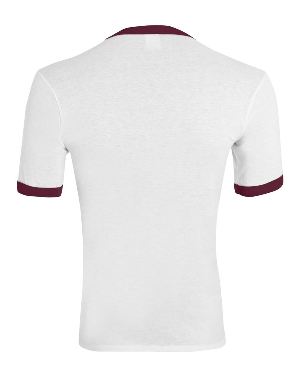 Unisex 50/50 Ringer T-Shirt - Back - B01334553 - White/ Maroon